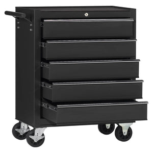 Carrello da officina, semplice con 5 cassetti, colore nero