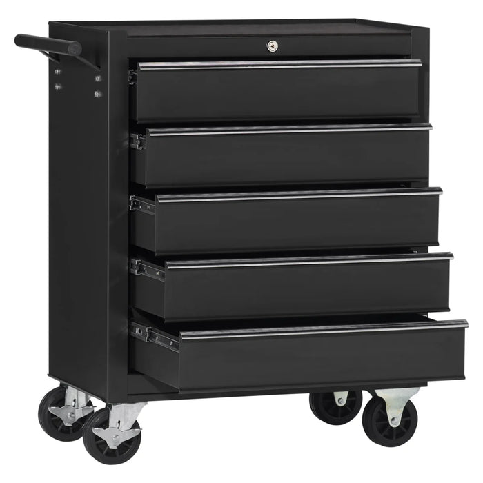 Carrello da officina, semplice con 5 cassetti, colore nero