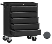 Carrello da officina, semplice con 5 cassetti, colore nero