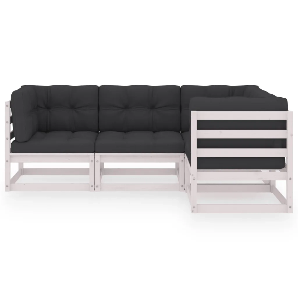 Set Divani da Giardino 4 pz con Cuscini Legno Massello Pino 3076595