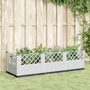 Fioriera da Giardino con Picchetti-Vaso da Esterno-Fioriera da Giardino Fissabile Bianca 123,5x43,5x43,5 cm PP