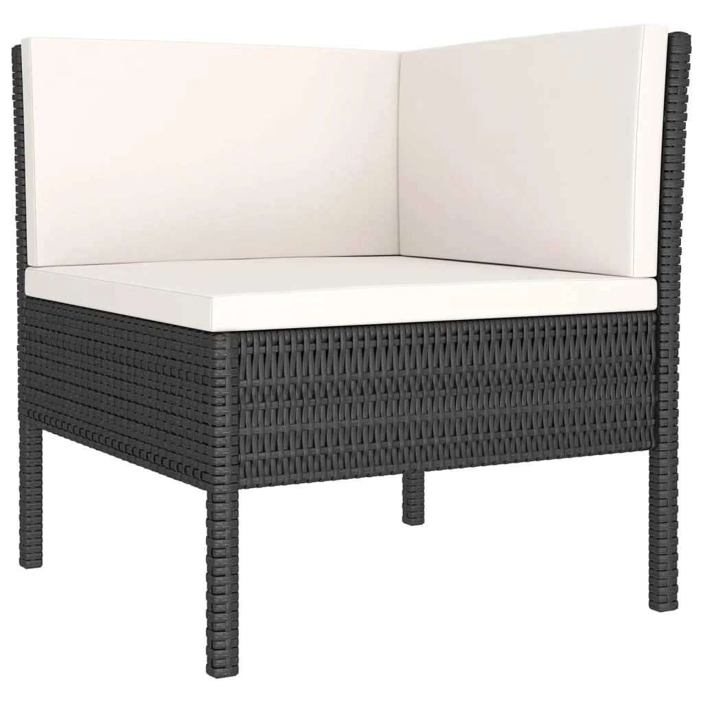 Set di mobili da giardino set arredamento da esterno 5 pezzi con cuscini in polyrattan nero 02_0016481