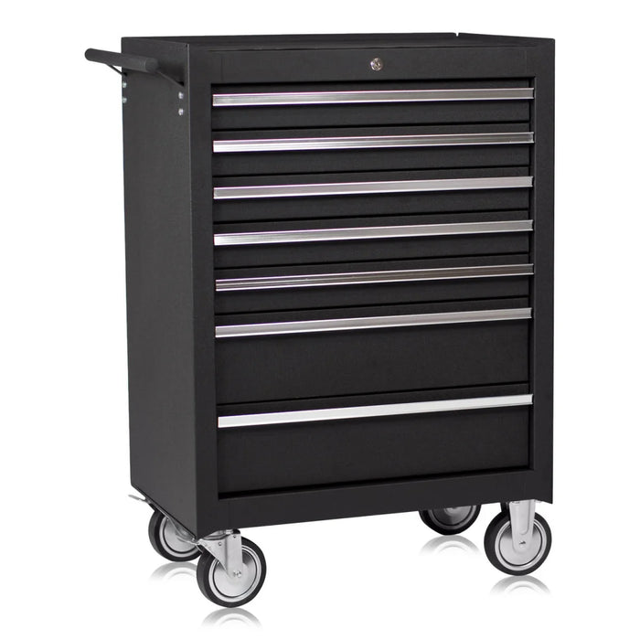 Carrello da officina, 7 cassetti, colore nero