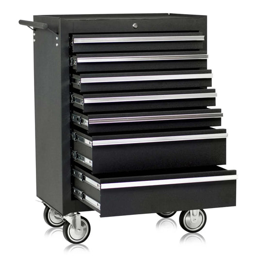 Carrello da officina, 7 cassetti, colore nero