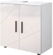 Mobile sottolavabo per bagno Irma, Bianco lucido, 60 x 59 cm, con ritaglio per sifone e ripiano interno per conservazione
