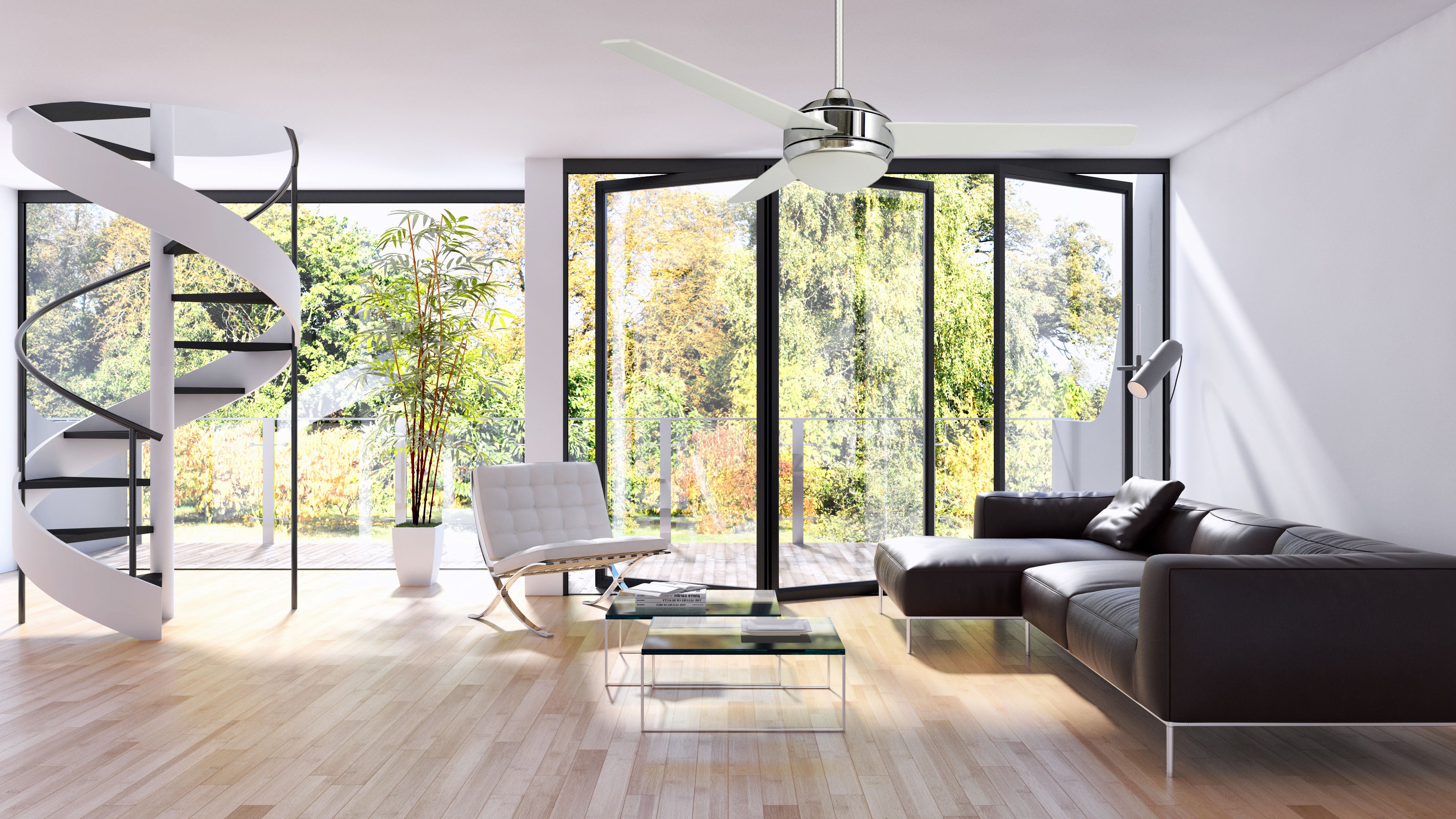 Ventilatore da soffitto Cromato con luce e telecomando 132 cm