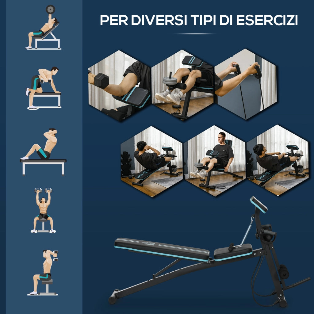 Panca da allenamento pieghevole con schienale regolabile ¨C zephmum ¨C Blu