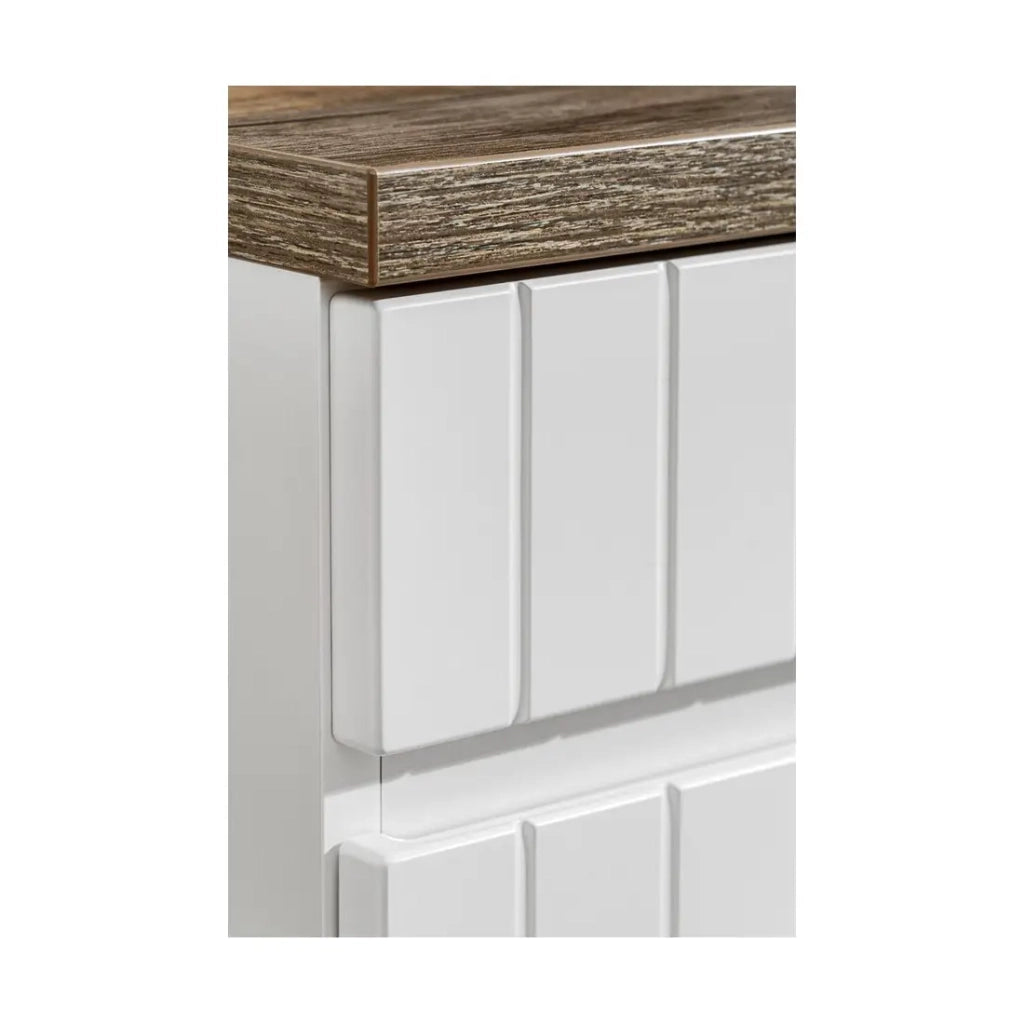 Set ICON bianco: mobile sottolavabo 80cm + piano per lavabo effetto legno scuro
