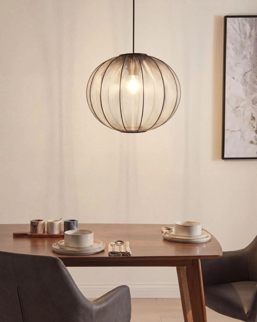 Lampada a sospensione con paralume in nylon nero Design moderno Luce per il soggiorno
