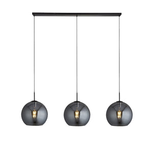 Lampadario Contemporaneo Amsterdam Acciaio Nero Vetro 3 Luci E27