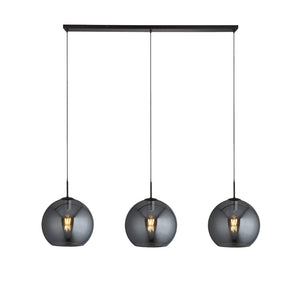 Lampadario Contemporaneo Amsterdam Acciaio Nero Vetro 3 Luci E27