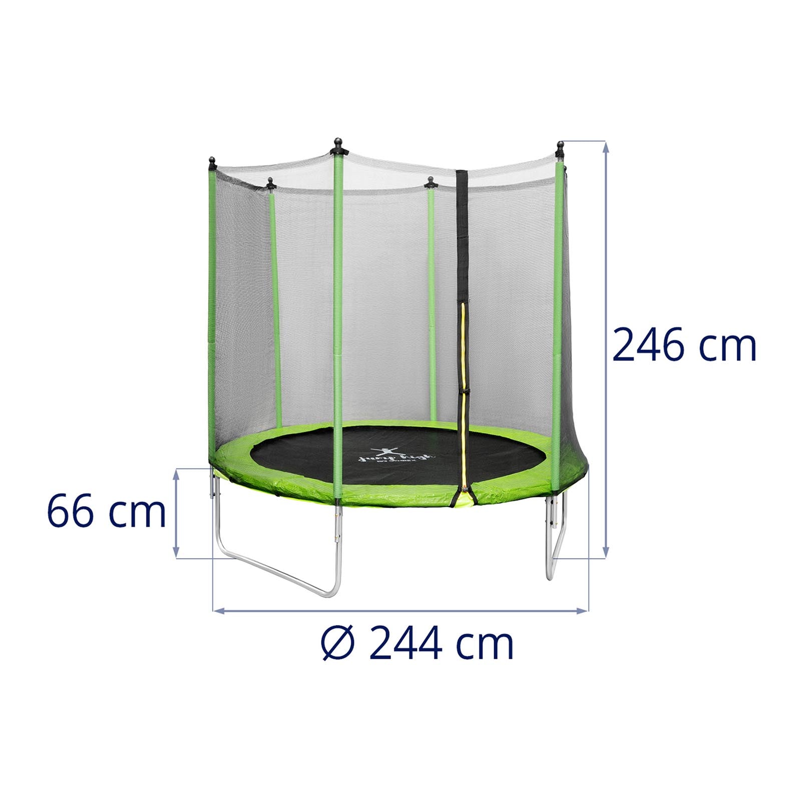 Trampolino da giardino - diametro 244 x 180 cm - 80 kg - rete di sicurezza - nero/grigio 14_0008022