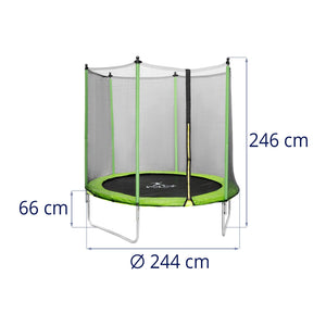 Trampolino da giardino - diametro 244 x 180 cm - 80 kg - rete di sicurezza - nero/grigio 14_0008022