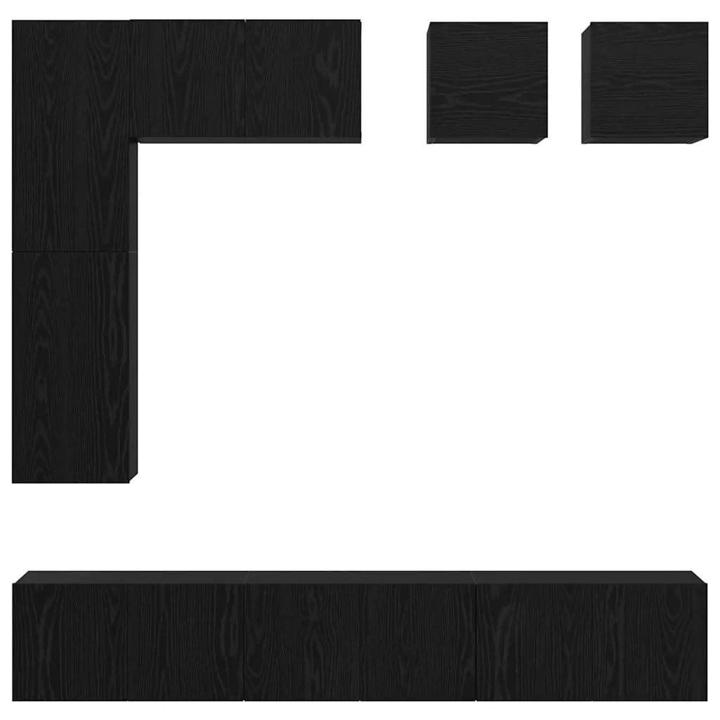 Set mobile TV 8 pcs Rovere Nero Legno multistrato 3393280
