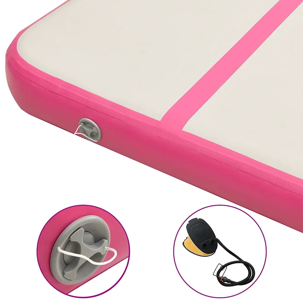 Tappetino Ginnastica Gonfiabile con Pompa 500x100x20cm PVC Rosa 92682