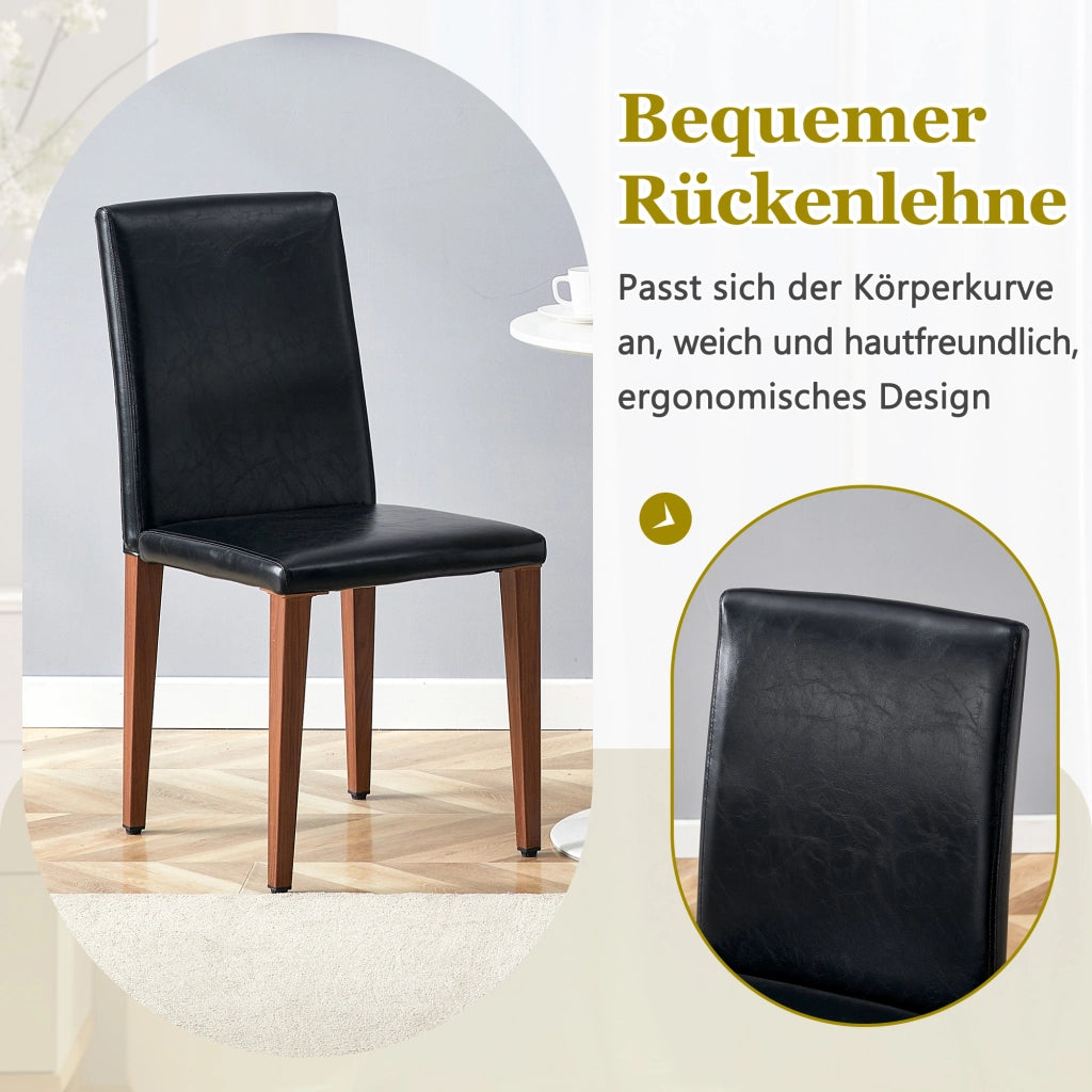 SEDIA da pranzo Set da 4 pezzi 90 cm PU nero gambe effetto noce