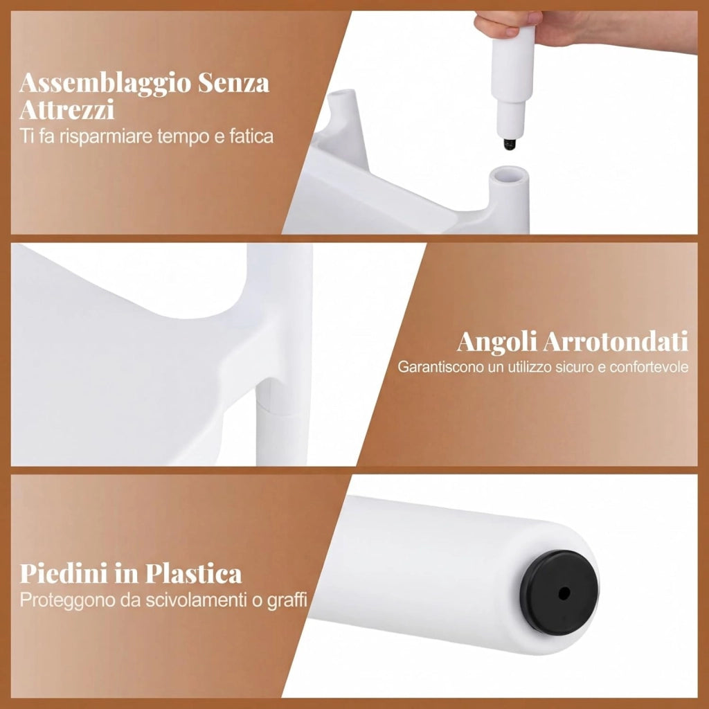 Sedia da Pranzo in Plastica, Sedia da Cucina Ergonomica con Schienale Cavo e Braccioli Comodi, Portata 150 kg, Poltrona da Tavolo Impilabile per Soggiorno, Ufficio e Sala da Pranzo (Bianco,4)