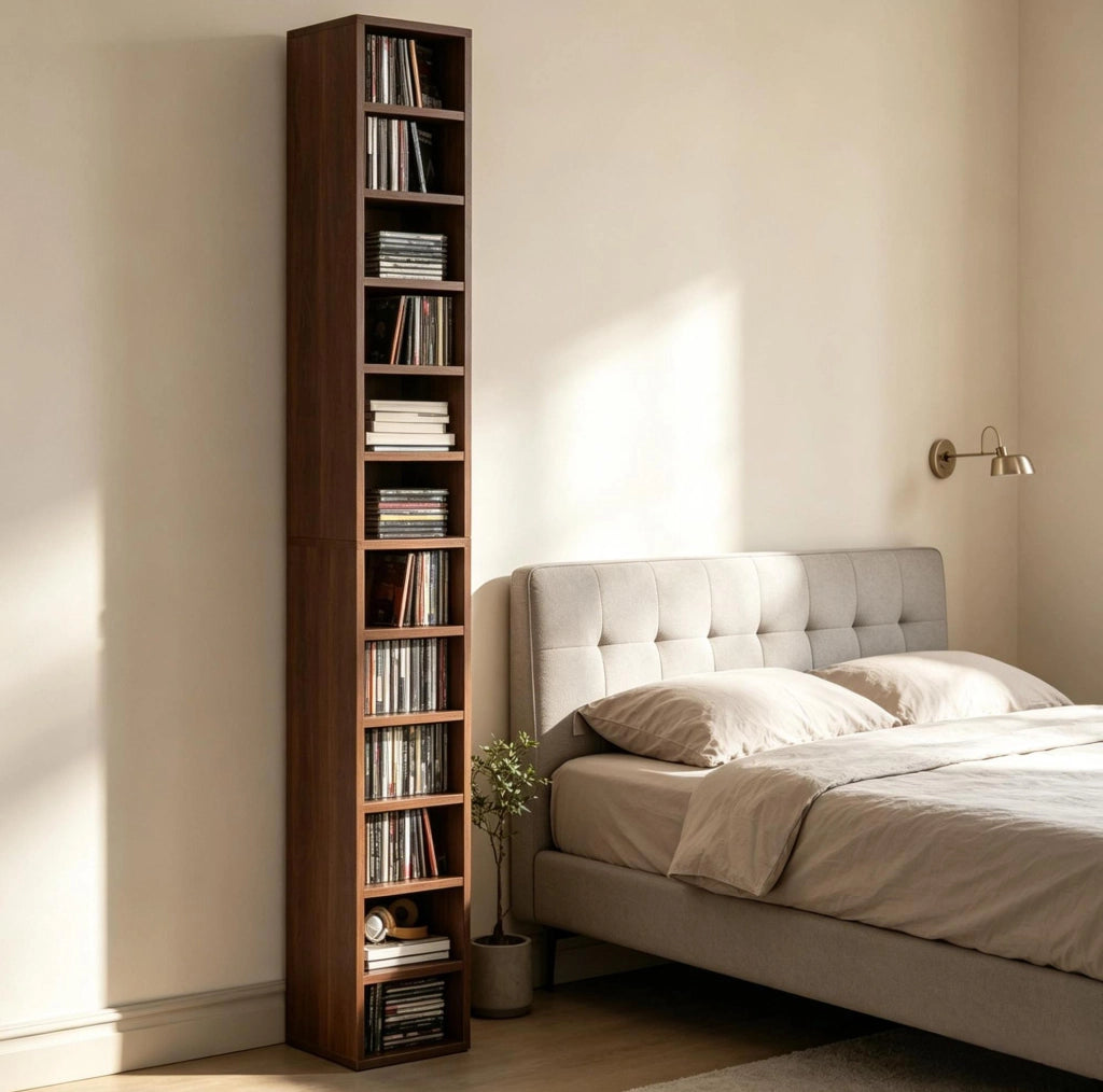 Torre porta CD/DVD a 12 livelli in MDF e truciolare marrone