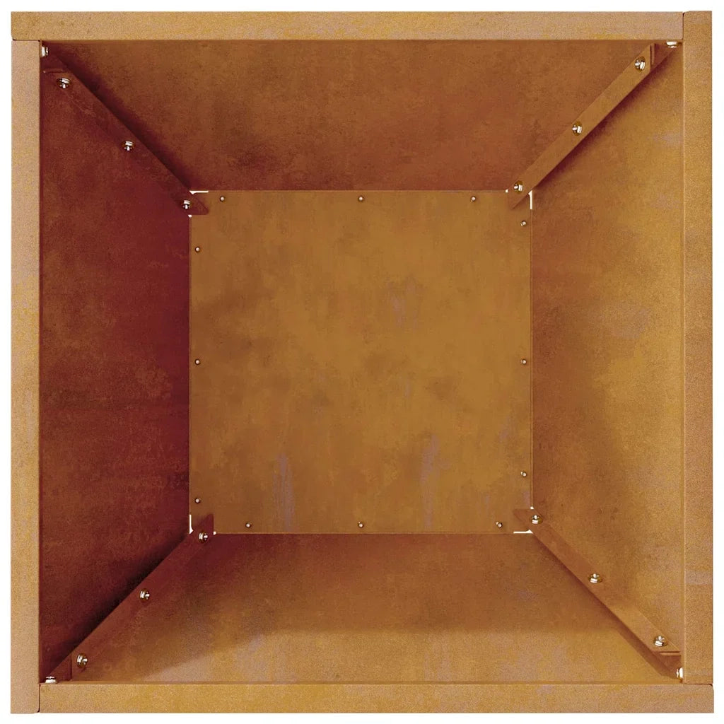 Fioriera da giardino trapezoidale moderna e minimalista 35 x 35 x 15 cm in acciaio arrugginito. Codice articolo: 02_0052366.