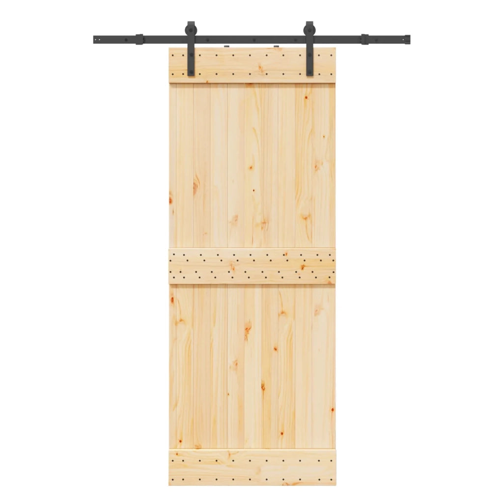 Porta scorrevole NARVIK Naturale e Nero 80 x 210 cm (152,5 cm)