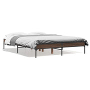 Letto matrimoniale | Letto per adulti | Giroletto Rovere Marrone 135x190cm in Legno Multistrato Metallo