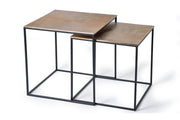 Set di 2 tavolini con struttura in metallo e top in bronzo