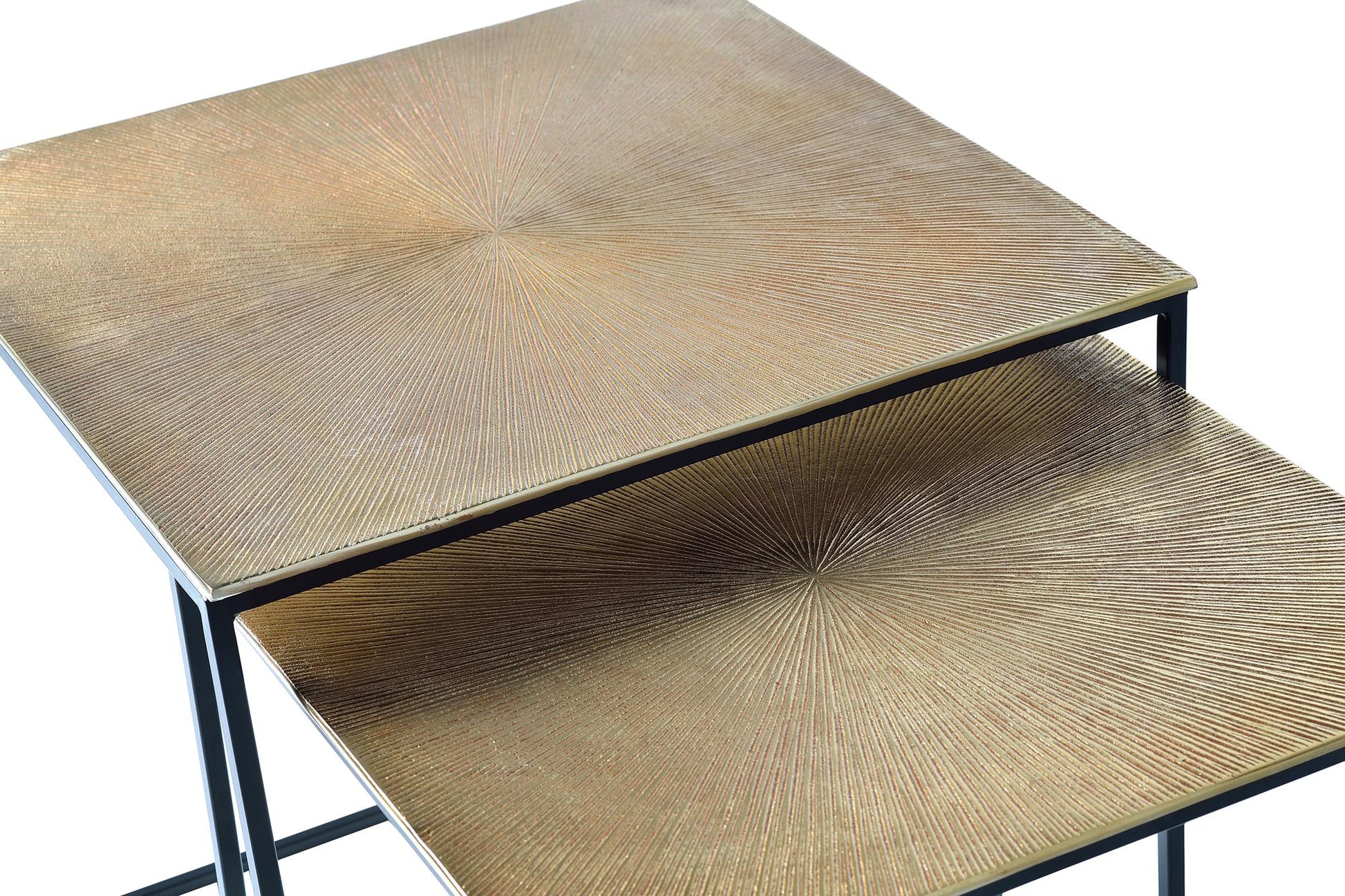 Set di 2 tavolini con struttura in metallo e top in bronzo