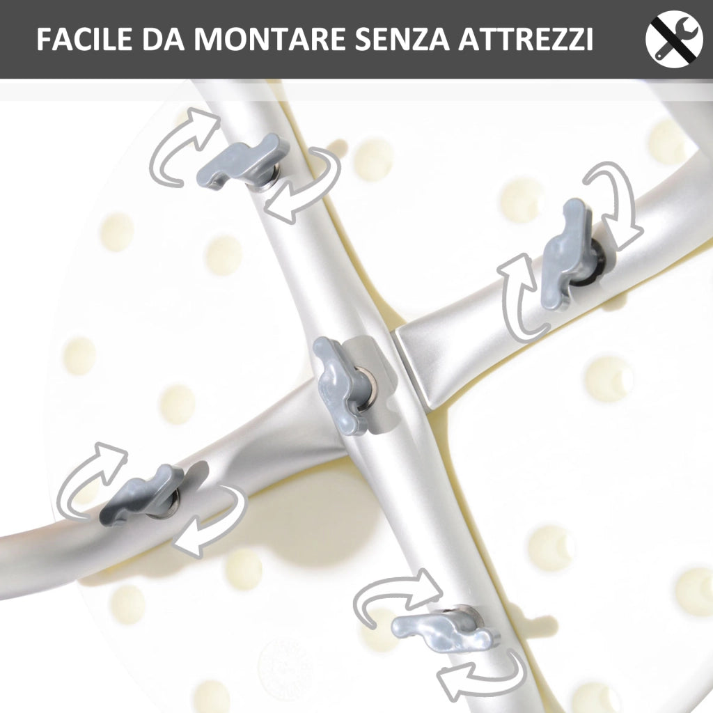 Sgabello da Doccia Regolabile in Altezza ¨C zephmum ¨C Bianco 32.5x41x35.5-54 cm