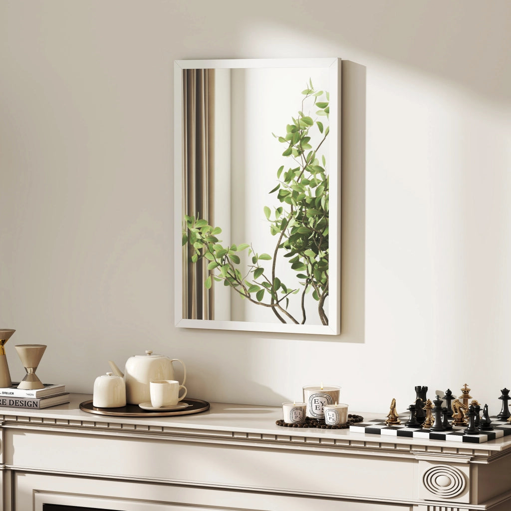 Specchio rettangolare da parete 60x40 cm ¨C Xylo ¨C Cornice in legno bianco