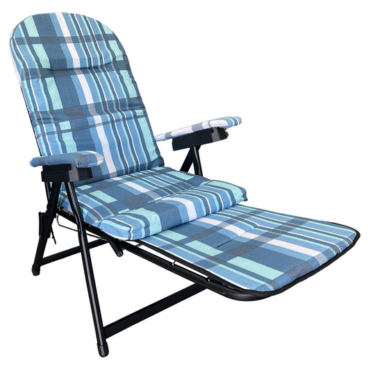 Marvin Poltrona Sedia Sdraio Con Poggiapiedi A Scomparsa In Acciaio Cuscino Imbottito Relax Pieghevole Schienale Regolab