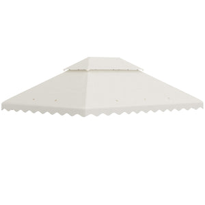 Ricambio Tettuccio per Gazebo 4x3mt Tetto a 2 Livelli in Poliestere Crema AntiUV