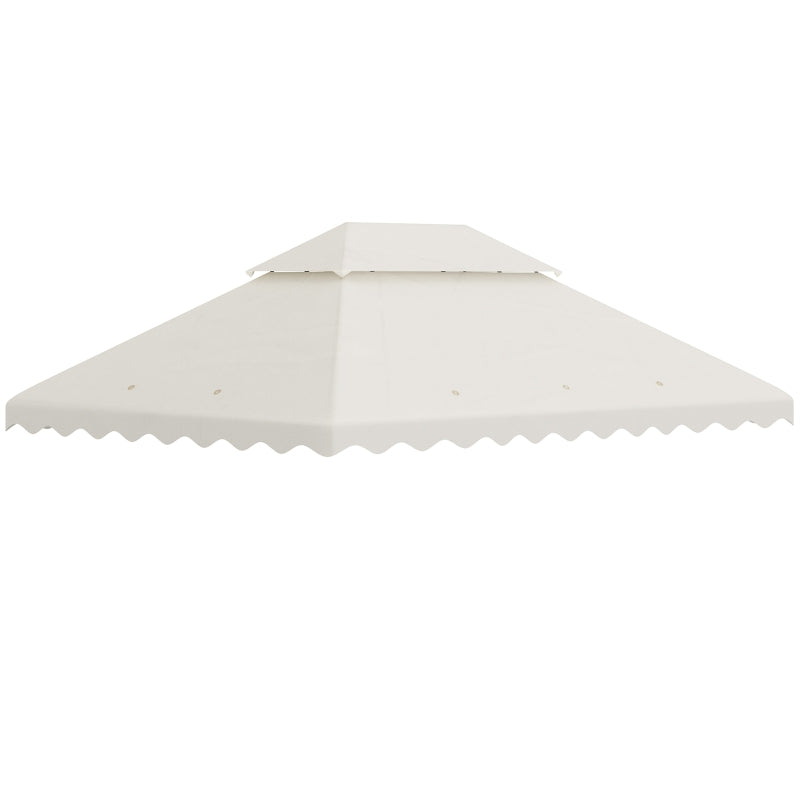 Ricambio Tettuccio per Gazebo 4x3mt Tetto a 2 Livelli in Poliestere Crema AntiUV