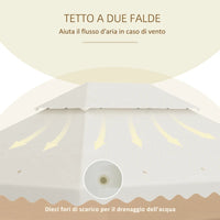 Ricambio Tettuccio per Gazebo 4x3mt Tetto a 2 Livelli in Poliestere Crema AntiUV