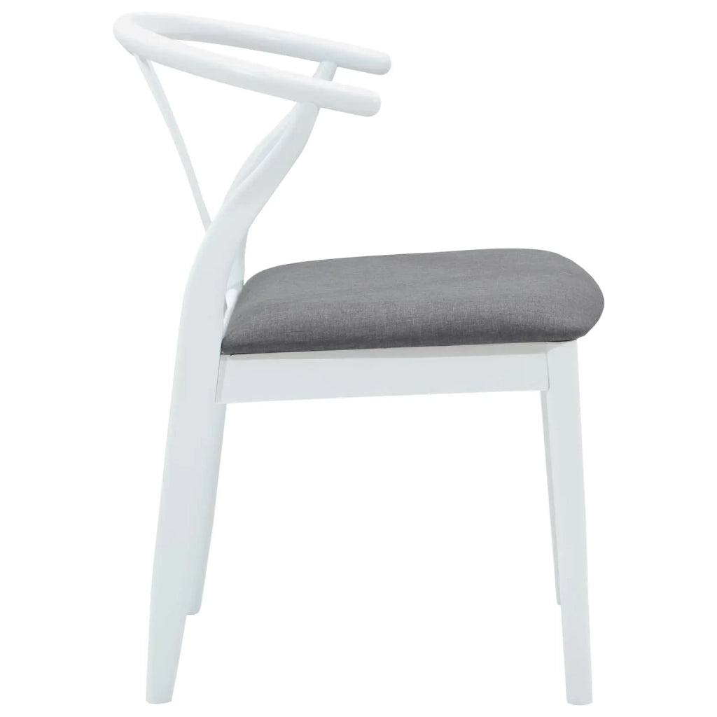 Sedia da pranzo 2 pcs Bianco e Grigio Legno di gomma solido