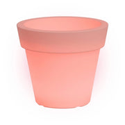 Vaso luminoso moderno di design Ø110 H95 in polimero resistente con LED rosso per interno ed esterno - Made in Italy - Monacis