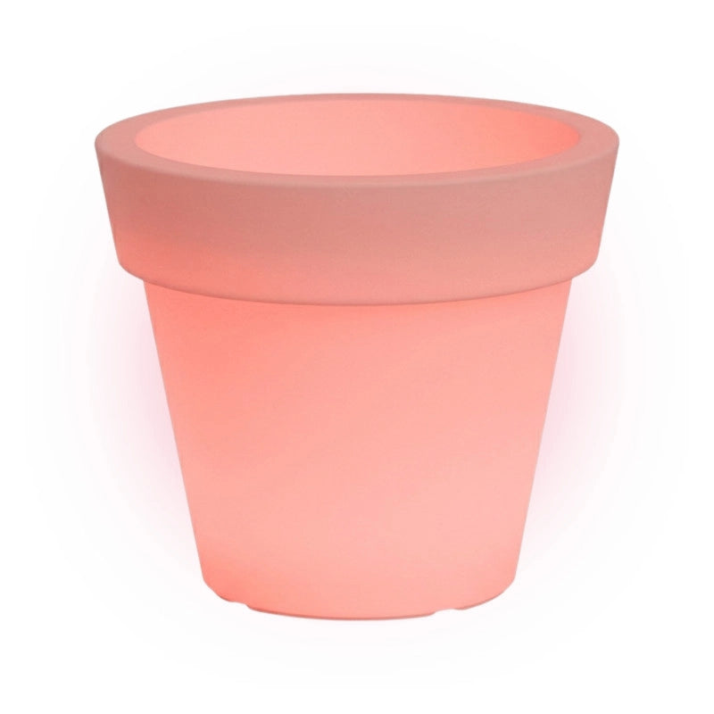 Vaso luminoso moderno di design Ø110 H95 in polimero resistente con LED rosso per interno ed esterno - Made in Italy - Monacis
