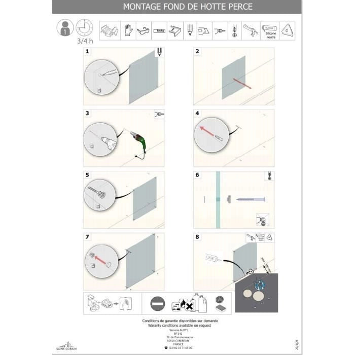 CAPPA IN VETRO SAINT GOBAIN FONDO smaltato Nero 70X60