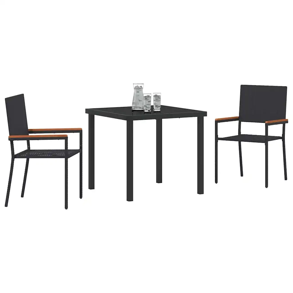 Set da Pranzo per Giardino con cuscino 3 pcs Nero polyrattan 3379702