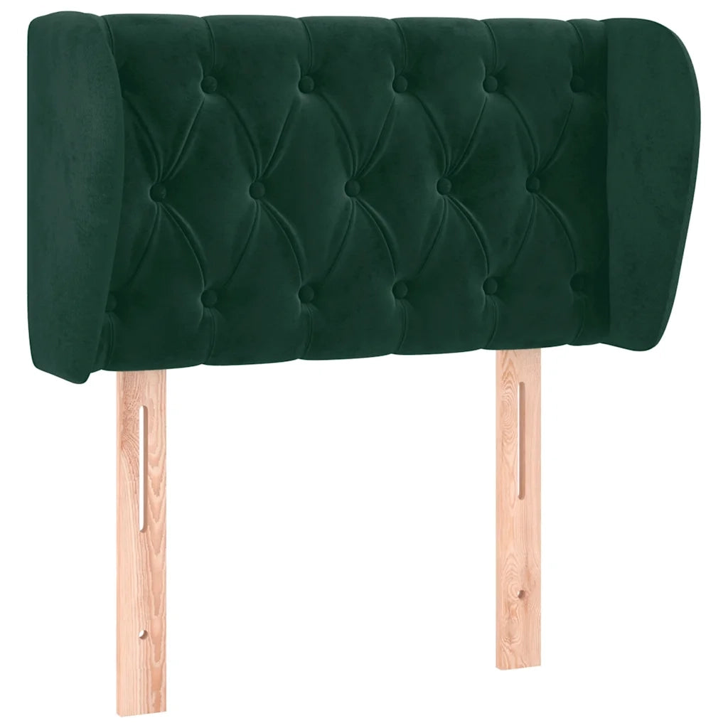 Testiera ad Orecchio-Testata con Orecchie Verde Scuro 83x23x78/88 cm in Velluto 469699