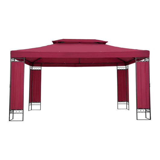 Pergola padiglione barnum pergolato tenda riparo gazebo da giardino terrazza beige rosso - 3 x 4 m - 160 g/m² 14_0002770