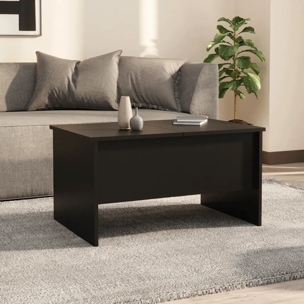Tavolino da Salotto Nero 80x50x42,5 cm in Legno Multistrato 809729