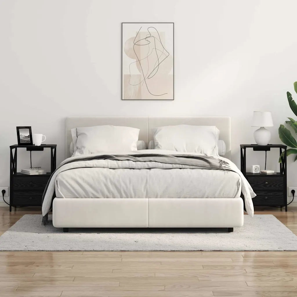 Armadio da Notte con cassetto 2 pcs Rovere Nero 40 x 31 x 60 cm 859561