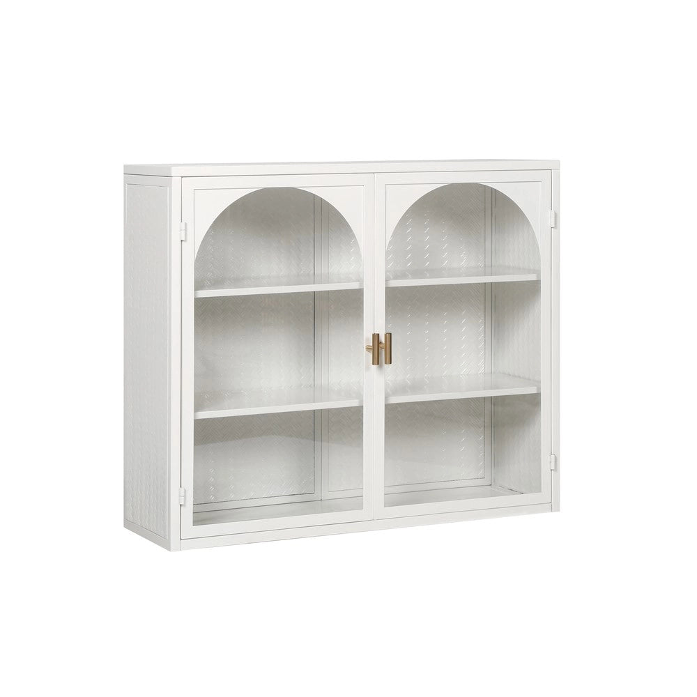 Pensile a Muro con Ante in Vetro e Ripiani ¨C MINIMAL ¨C Bianco, 70 cm
