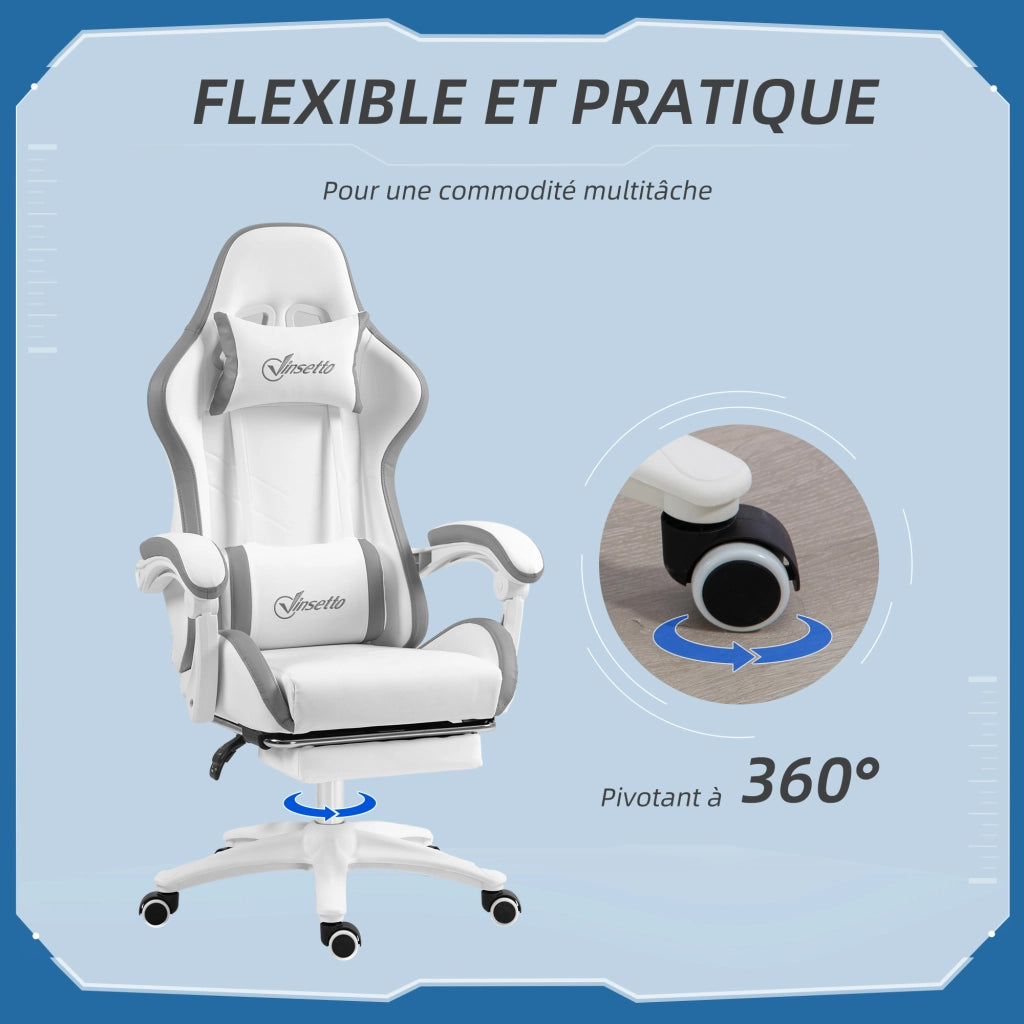 Poltrona da gaming ergonomica ¨C zephmum ¨C bianco 65x65x121-129 cm