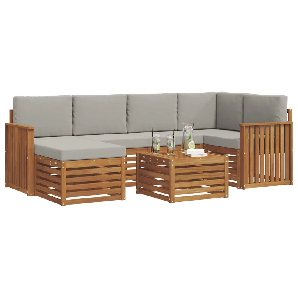 Set divano sezionale con cuscino 7 pcs Grigio Naturale e Chiaro 3375126