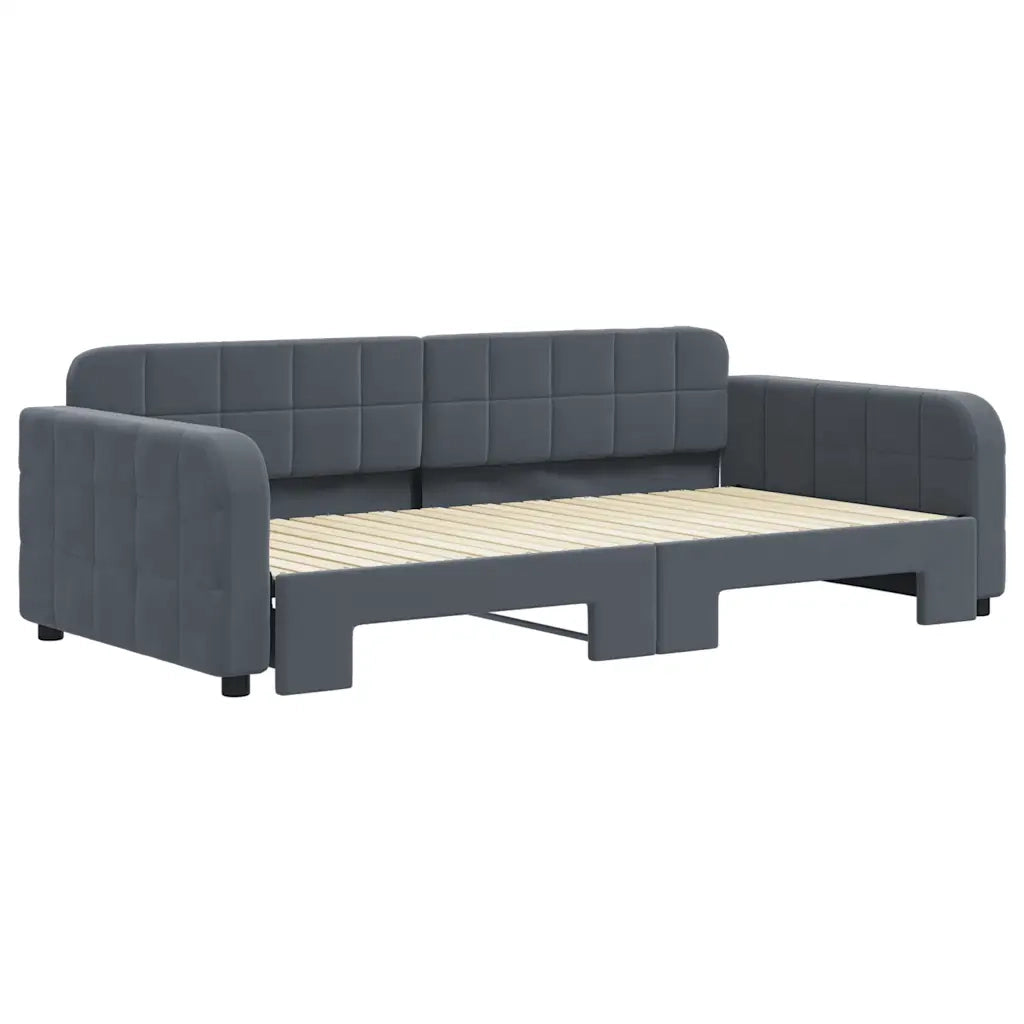 Divano Letto con Letto Estraibile-Sofa Letto-Daybed Grigio Scuro 100x200 Velluto 864270