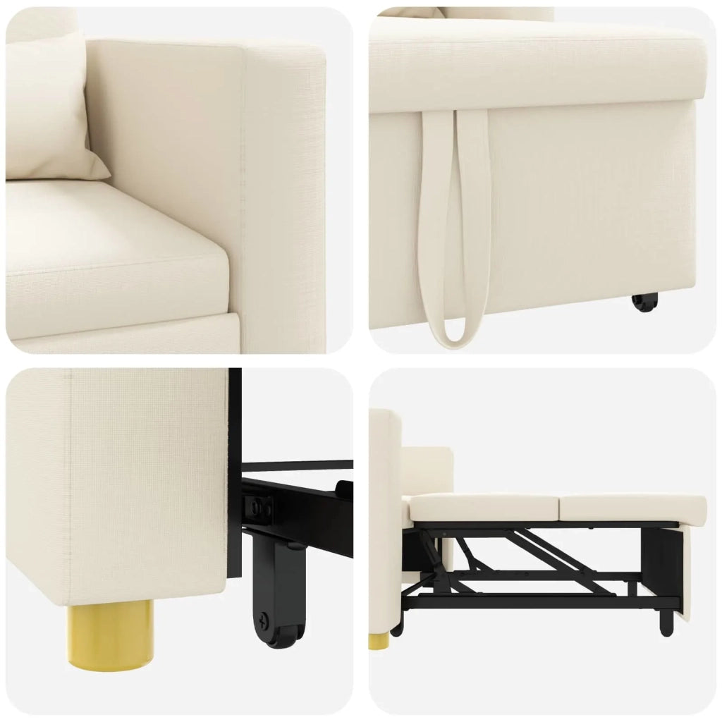 Divano letto | Sof¨¤ letto | Letto singolo estraibile singolo Bianco crema 90 x 165 x 87 cm
