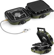 Campingkooktoestel pieghevole 2 fiamme con borsa da trasporto - forno portatile per attività outdoor