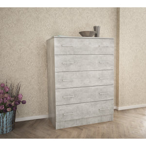 kit cassettiera 5 cassetti 80x111x45 cm cemento chiaro.k4298 cod:ferx.1025