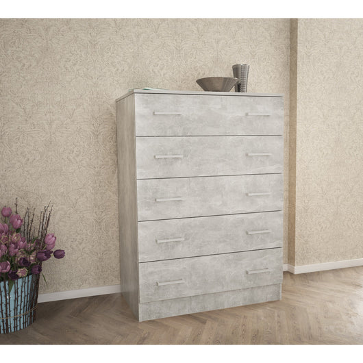 kit cassettiera 5 cassetti 80x111x45 cm cemento chiaro.k4298 cod:ferx.1025